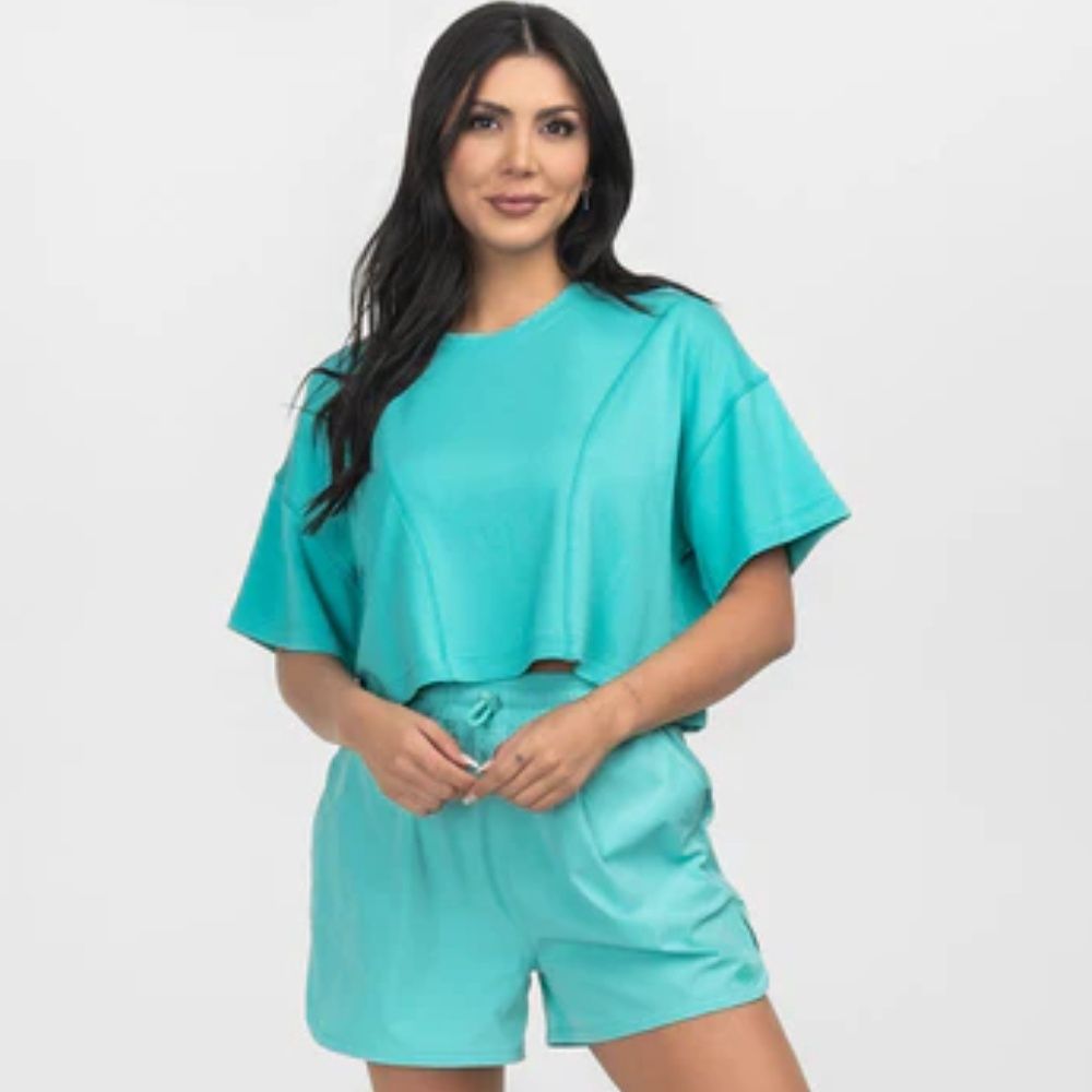 ALL DAY CROPPED TEE, Color: BERMUDA, Size: S