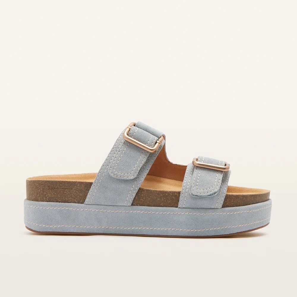W BENNETT SANDAL, Color: BLUE SUEDE, Size: 7