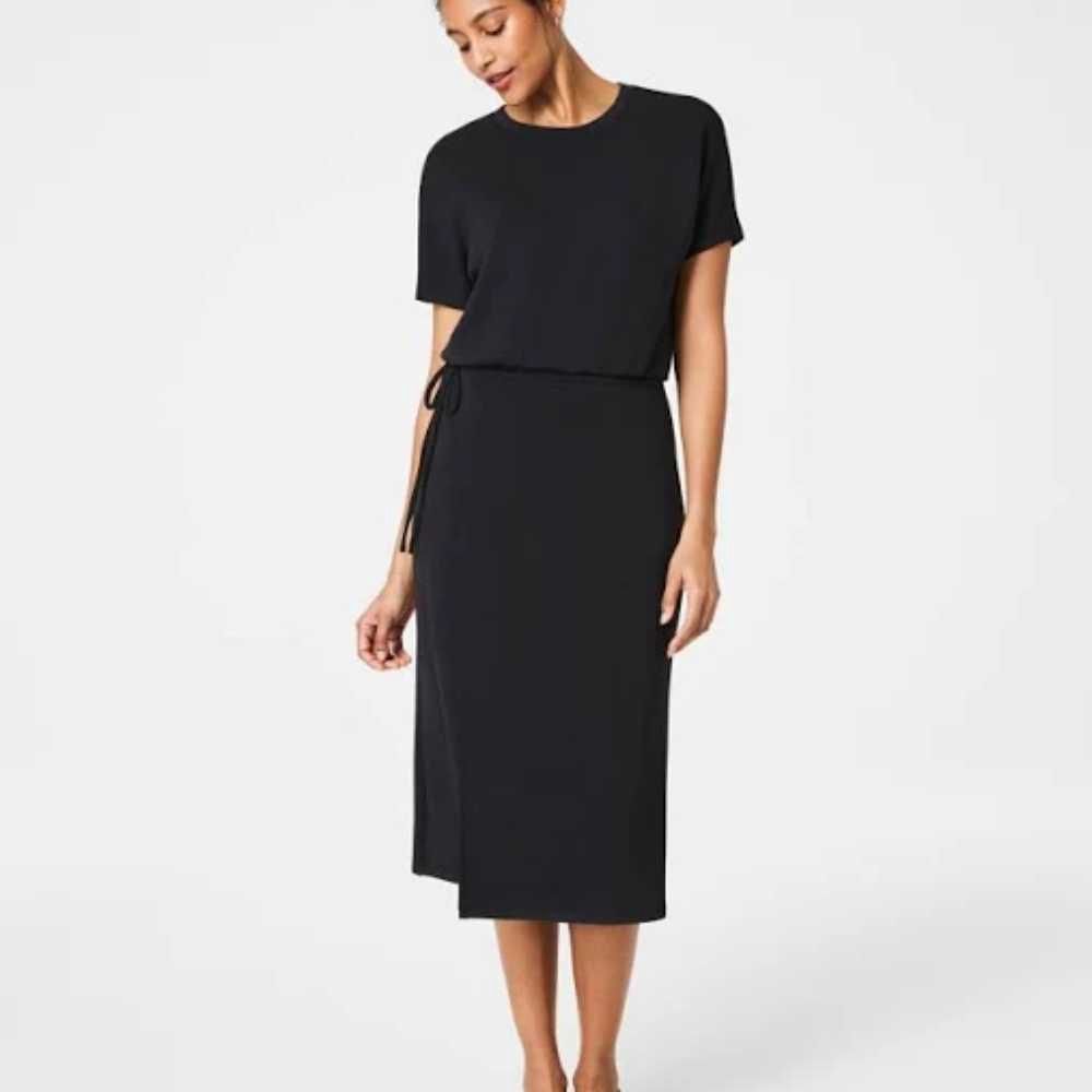 AIRESSENTIALS TIE WAIST MIDI DRESS, Color: VERY BLACK, Size: XS
