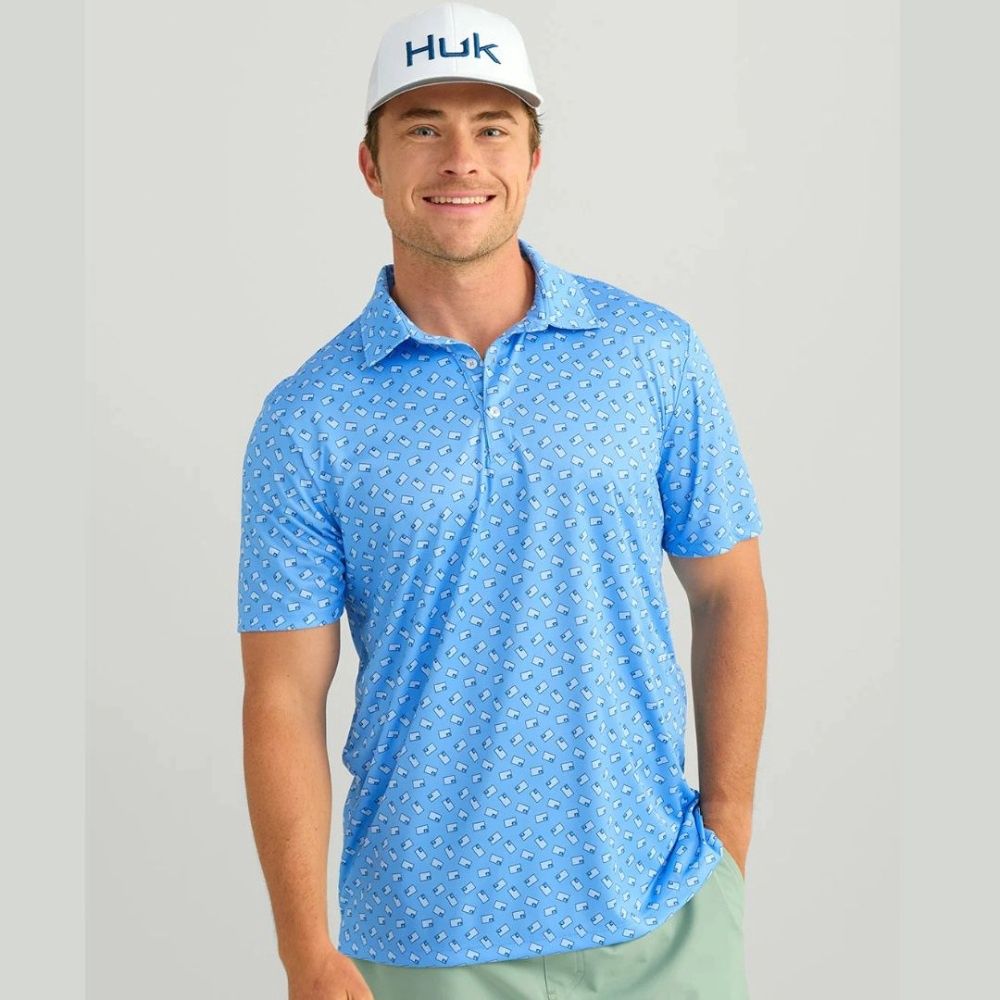 M PURSUIT PRINTED POLO, Color: MAROLINE BLUE HUK &amp; BARS, Size: L