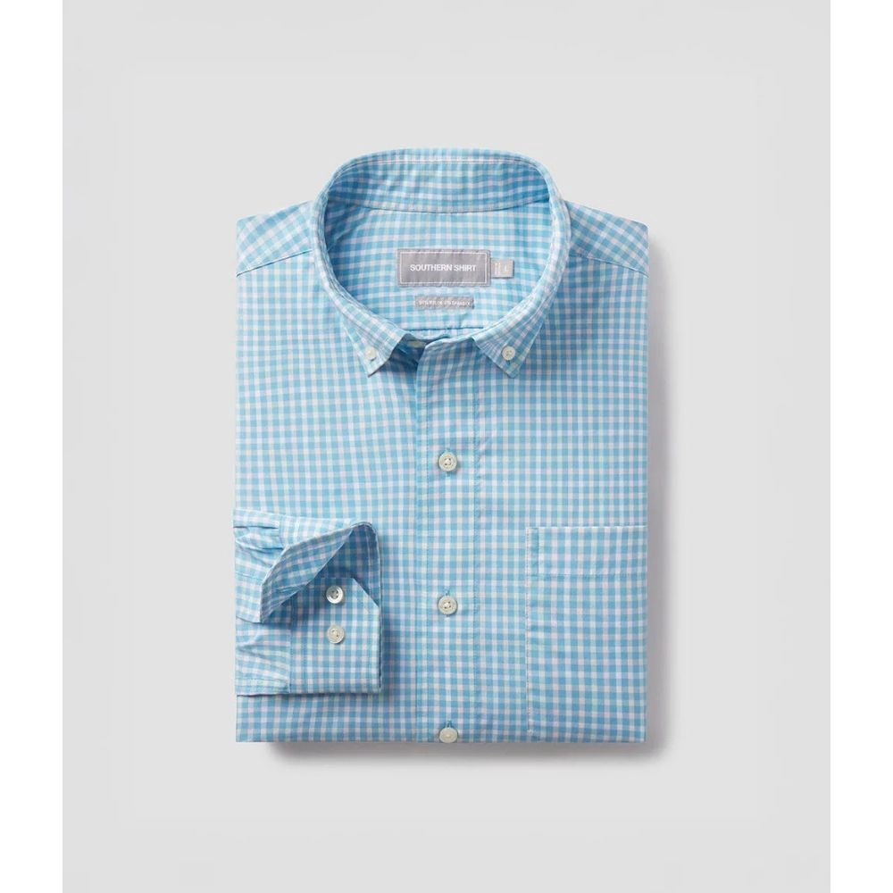 BOYS SAMFORD CHECK LONGSLEEVE, Color: AQUAVERDE, Size: Y SMALL