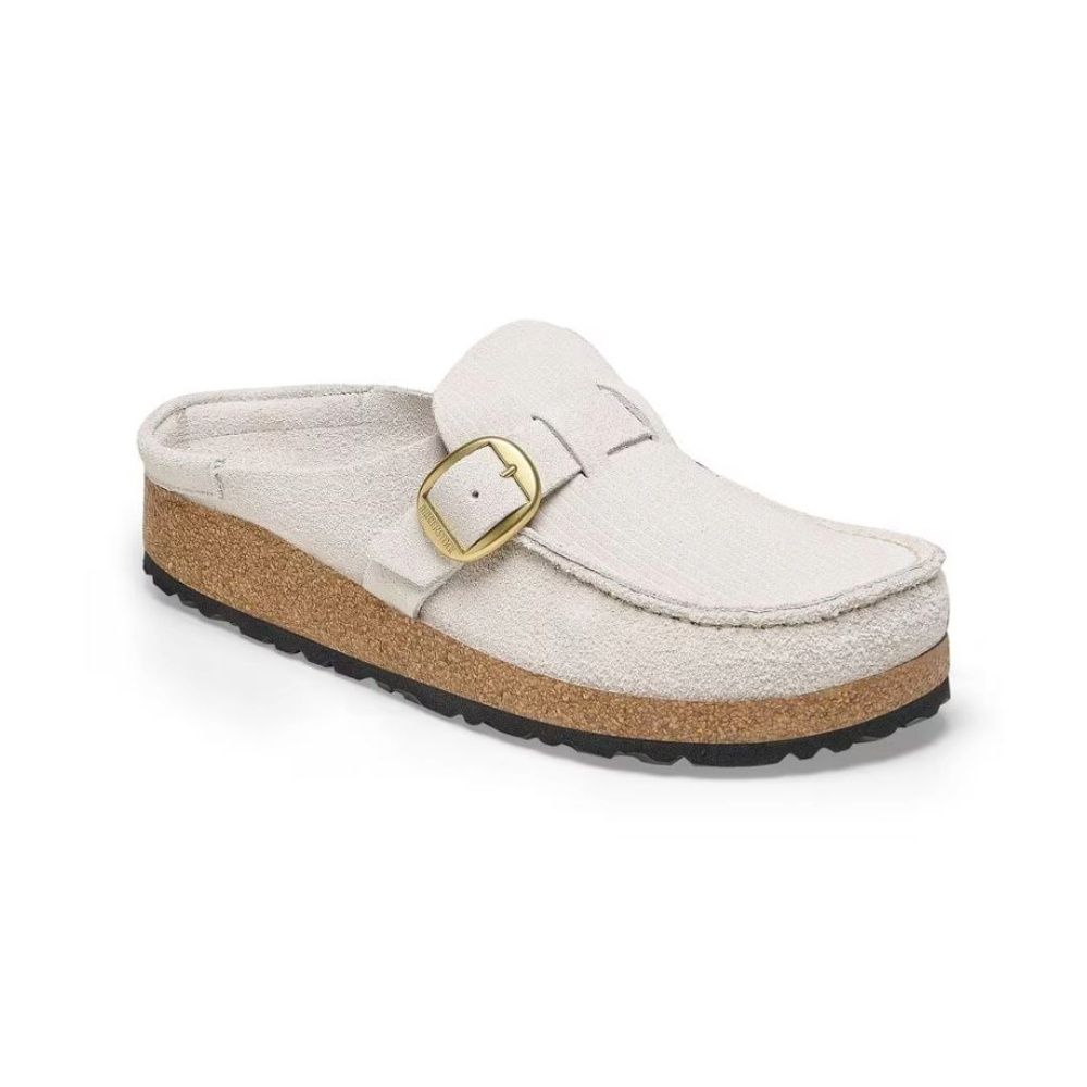 BUCKLEY - SUEDE LEATHER EMBOSSED, Color: CORDUROY ANTIQUE WHITE, Size: EU36, Width: NARROW FIT
