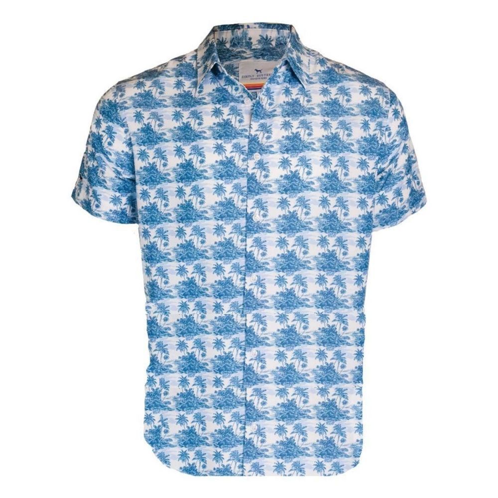 M TOP COASTAL PALM, Color: BLUE/WHITE, Size: SMALL