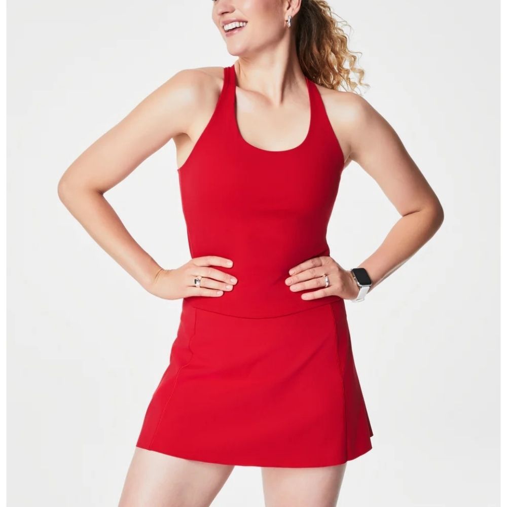 W GET MOVING CONTOUR CROSSBACK SHELF TANK, Color: SPANX RED, Size: SMALL