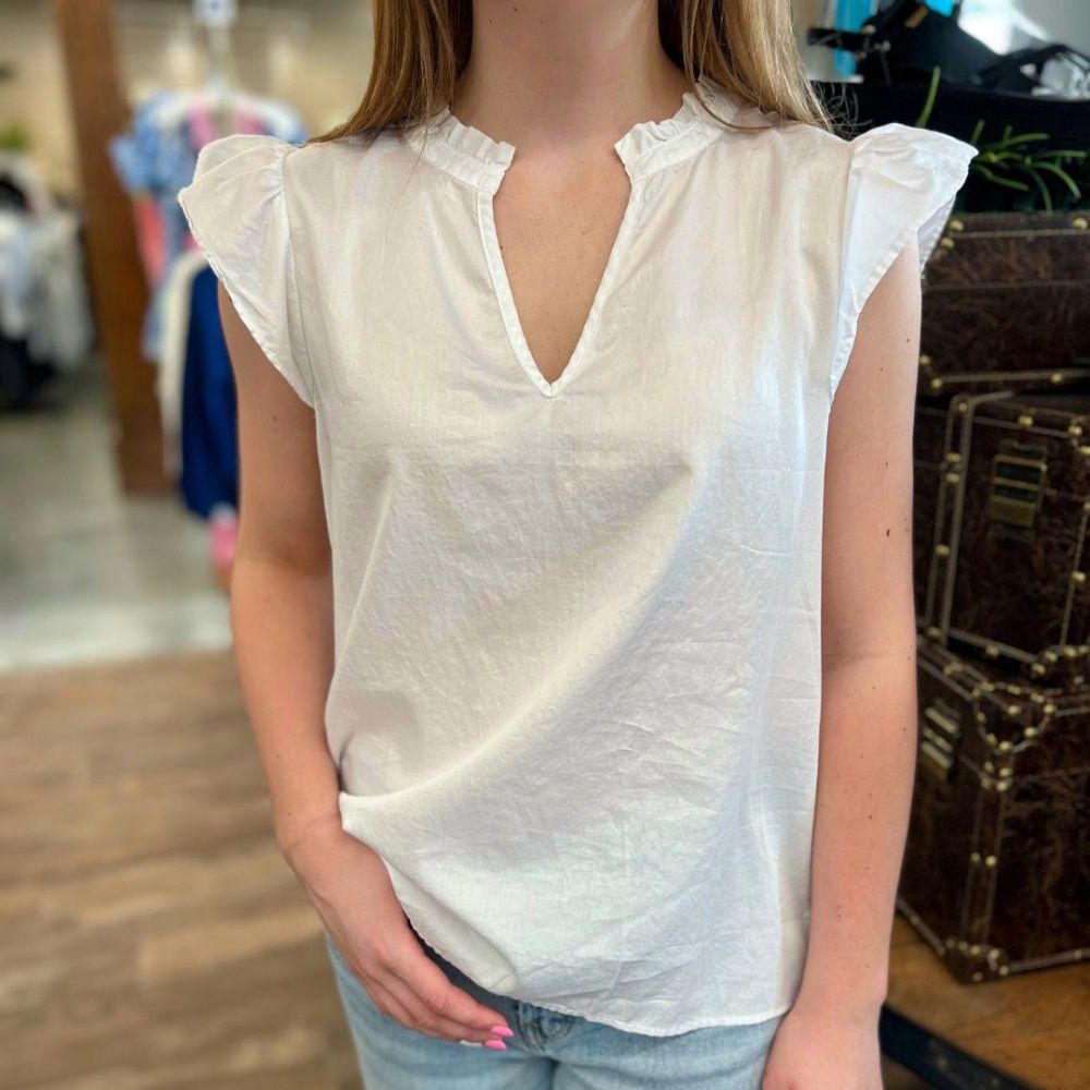 W GRACIE RUFFLE SLEEVE BLOUSE, Color: WHITE, Size: XL