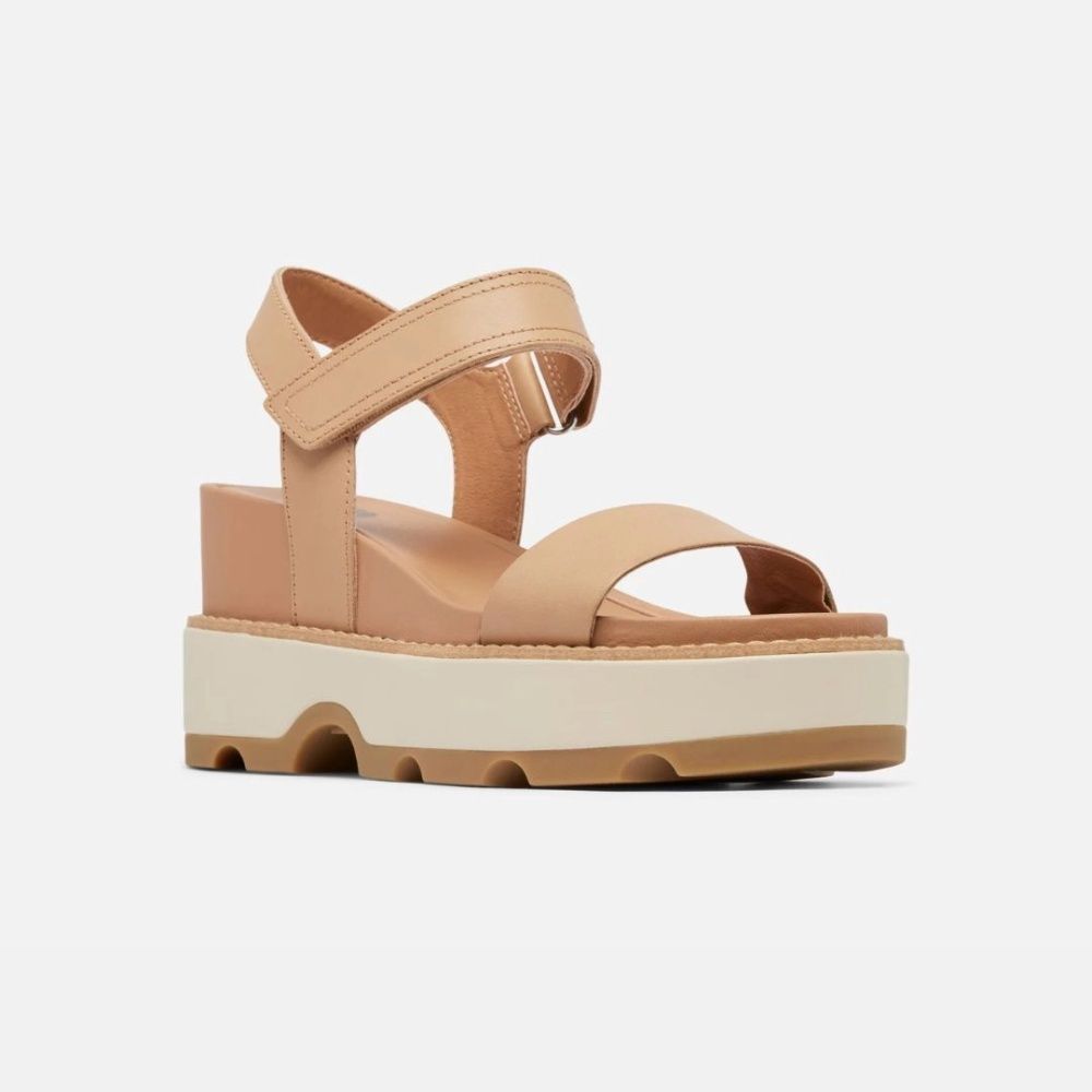 W JOANIE IV Y STRAP WEDGE, Color: HONEST BEIGE | BLEACHED CERAMIC, Size: 6