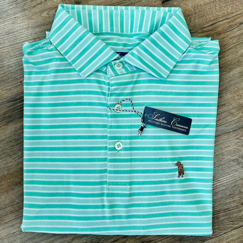 M SIGNATURE POLO - WATERCOLOR STRIPE, Color: GREEN, Size: M