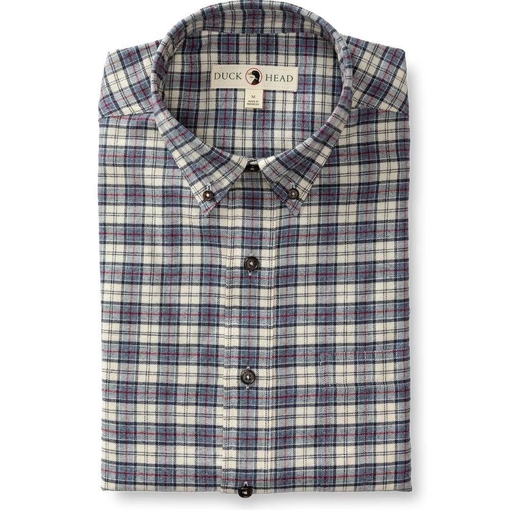 LONG SLEEVE COTTON FLANNEL SPORT SHIRT, Color: STONE BLUE HEATHER / WERTH PLAID, Size: XXLARGE