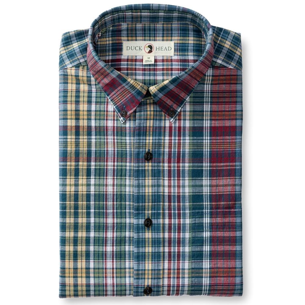 LONG SLEEVE COTTON SLUB SPORT SHIRT, Color: CORONET BLUE / REID PLAID, Size: XXLARGE