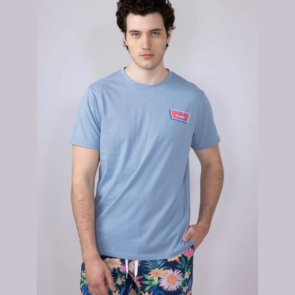 M NON POCKET GRAPHIC T-SHIRT, Color: THE VIVA LA CHUBBIES | LIGHT BLUE, Size: M