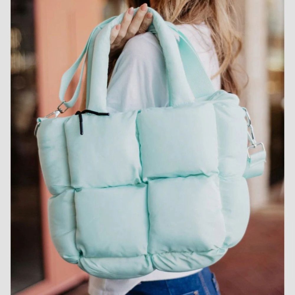 MINI PUFFER TOTE BAG, Color: MINT