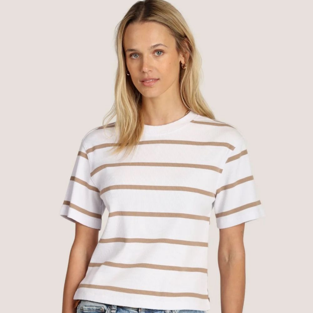 W COVE STRIPE TEE, Color: COVE, Size: SMALL