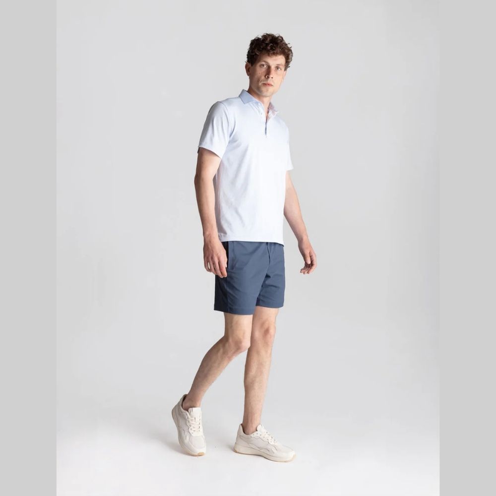 M KHAKI SHORTS - LINED, Color: NAVY | MINT GREEN LINER, Length: 7", Size: L