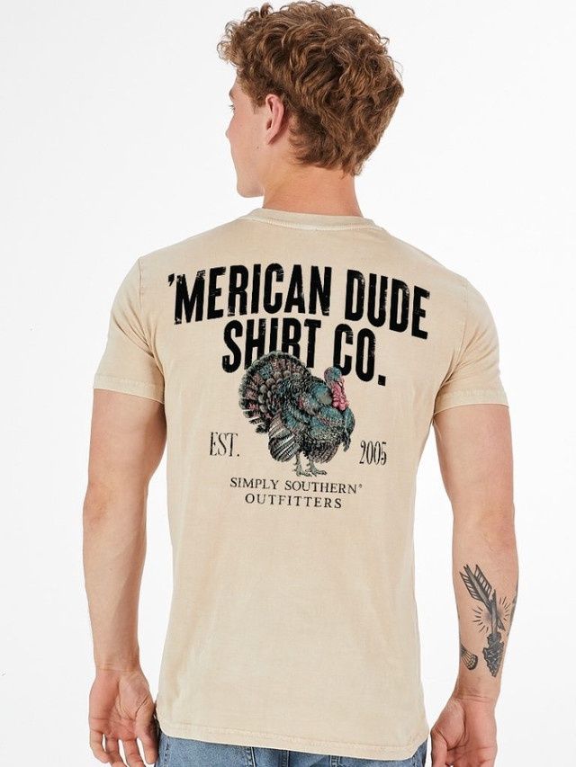 SHORTSLEEVE TURKEY TSHIRT, Color: WASHED CREAM, Size: SMALL