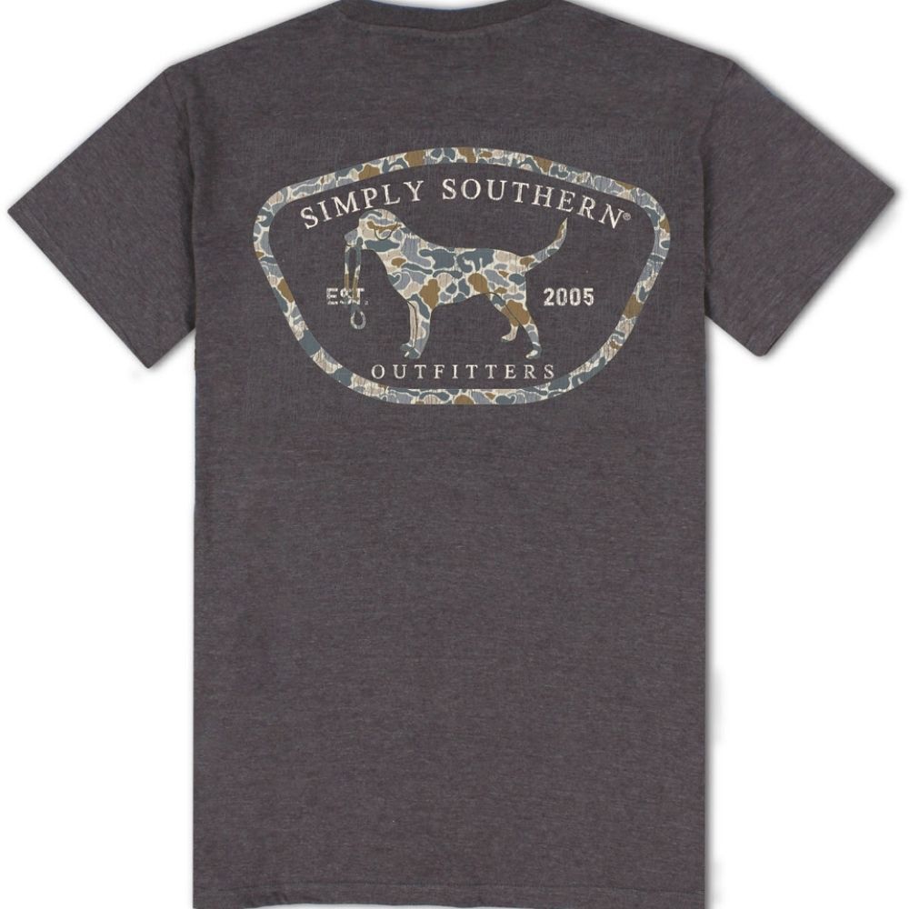 SHORTSLEEVE CAMO DOG TSHIRT, Color: IRON HEATHER, Size: SMALL