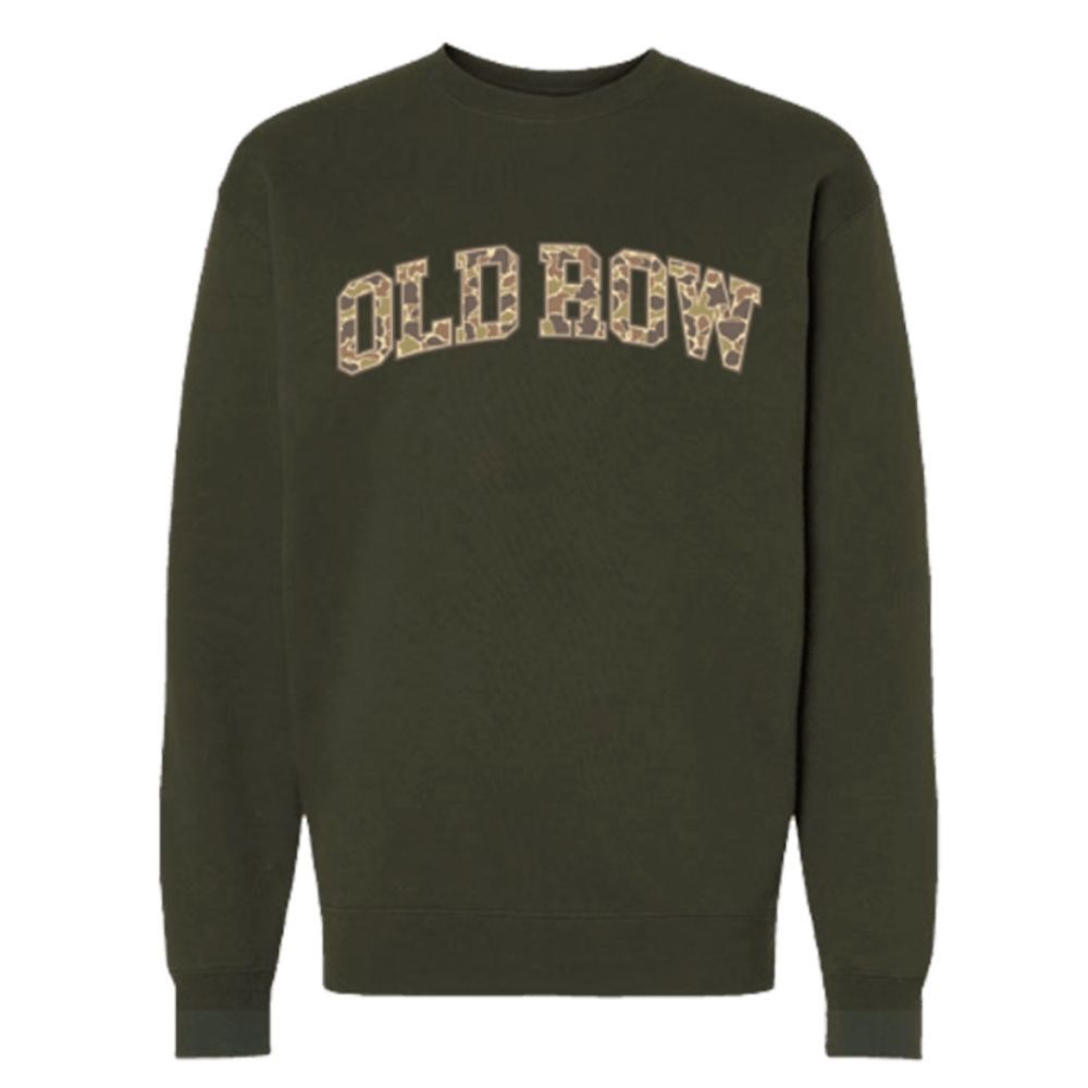 OLD ROW CAMO CREWNECK, Color: ARMY GREEN, Size: SMALL