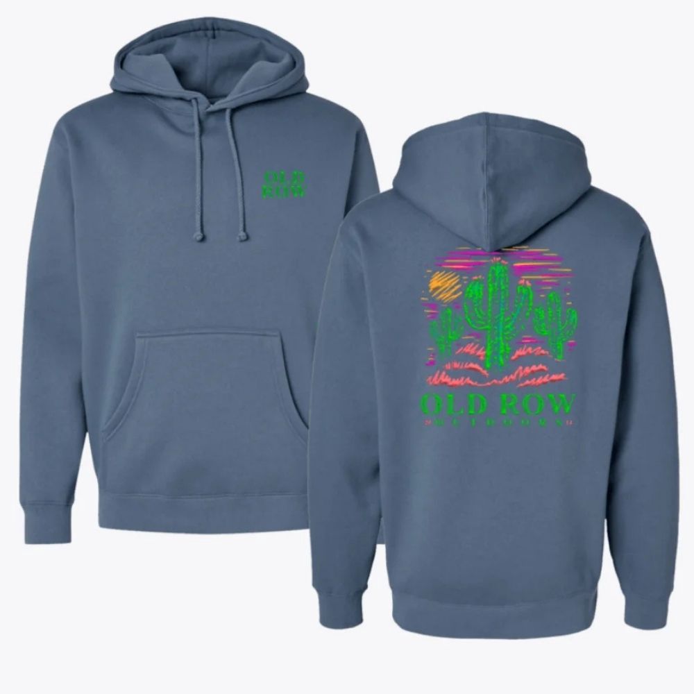 OUTDOORS NEON CACTUS HOODIE, Color: STORM BLUE, Size: SMALL