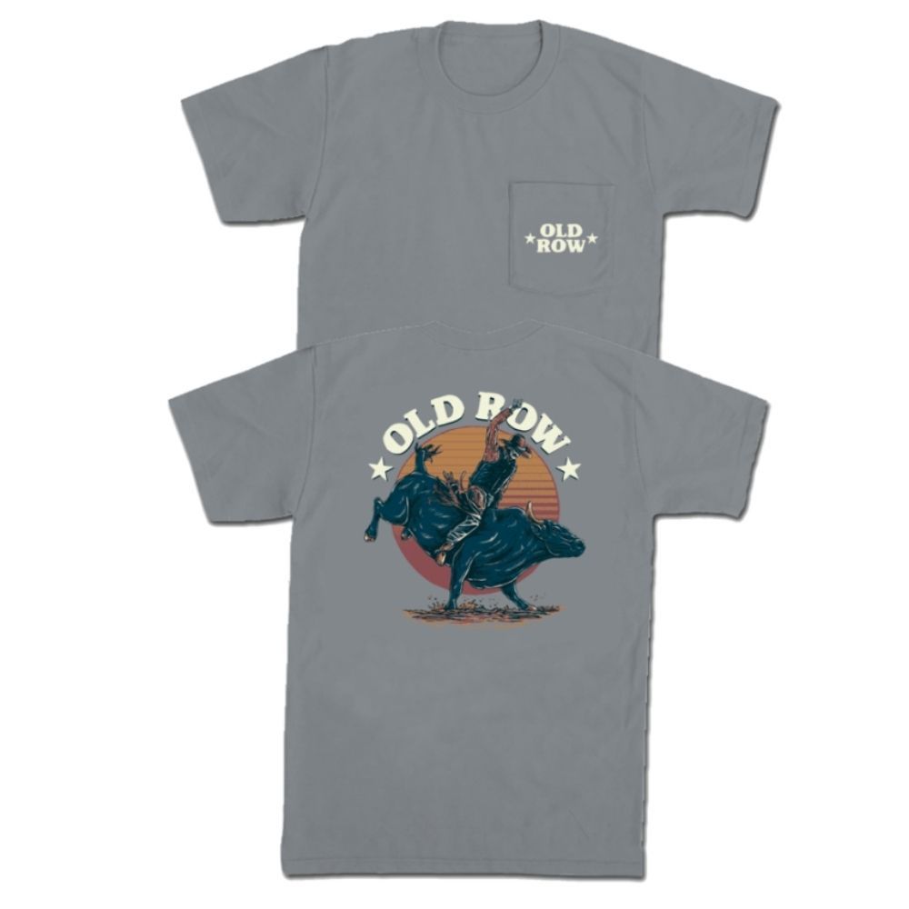 THE BUCKING BULL POCKET TEE, Color: GRANITE, Size: MEDIUM