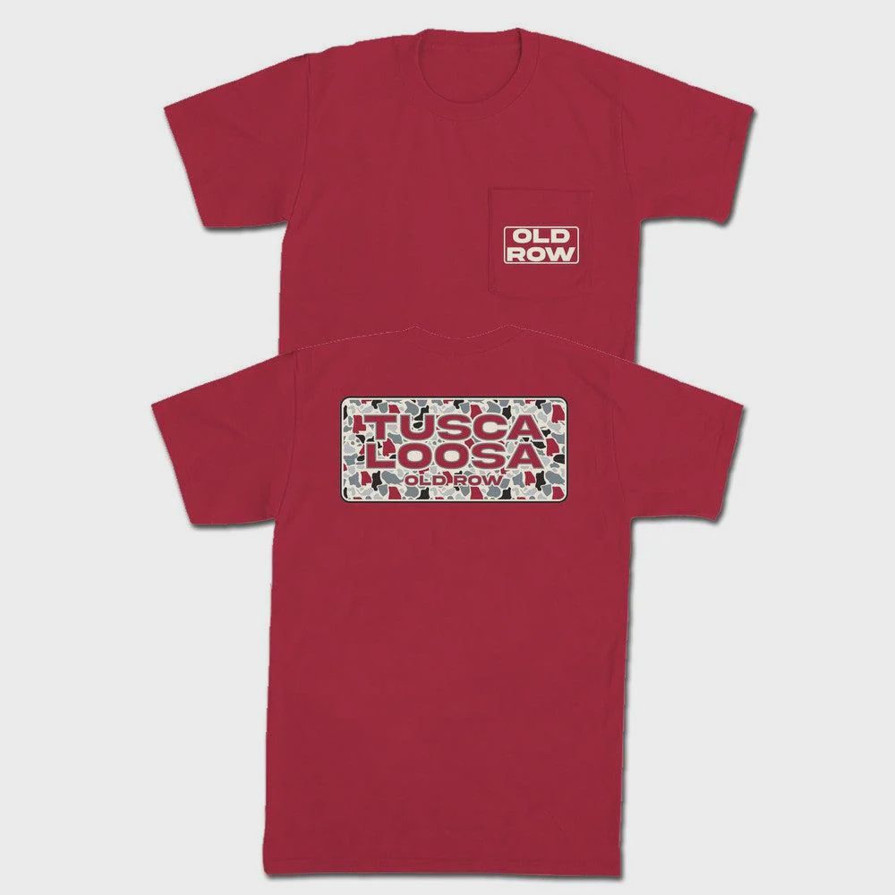 TUSCALOOSA CAMO POCKET TEE, Color: CRIMSON, Size: SMALL