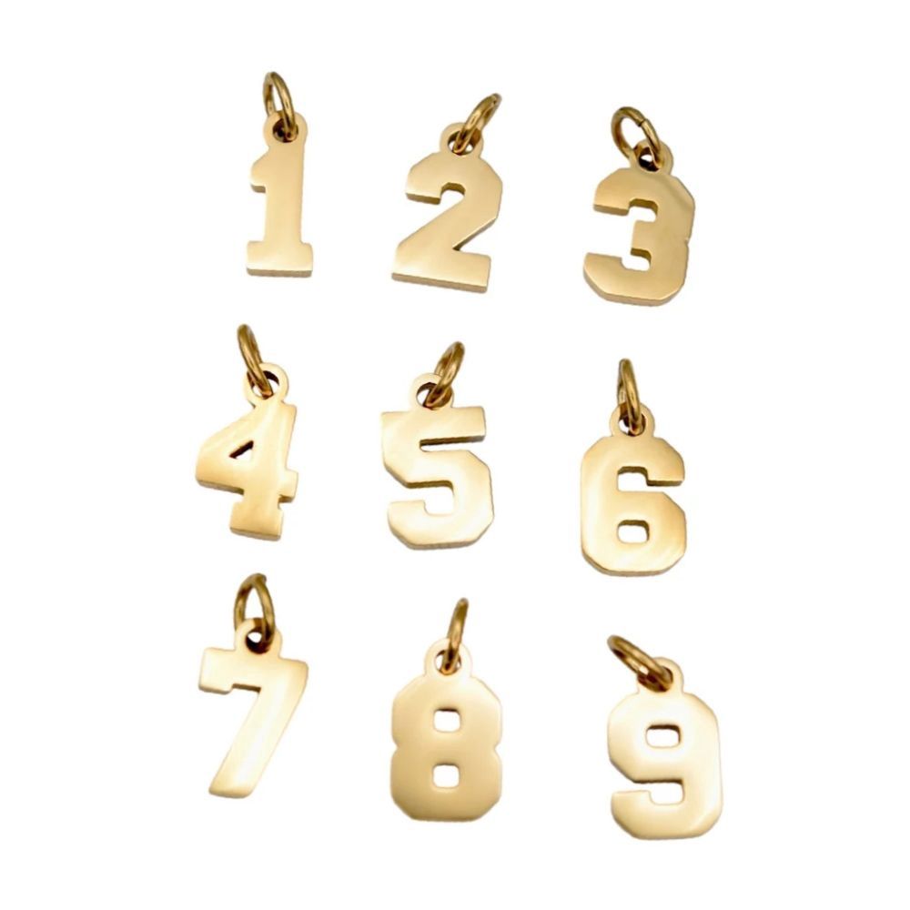 GOLD NUMBER CHARMS, Color: GOLD, Size: 0