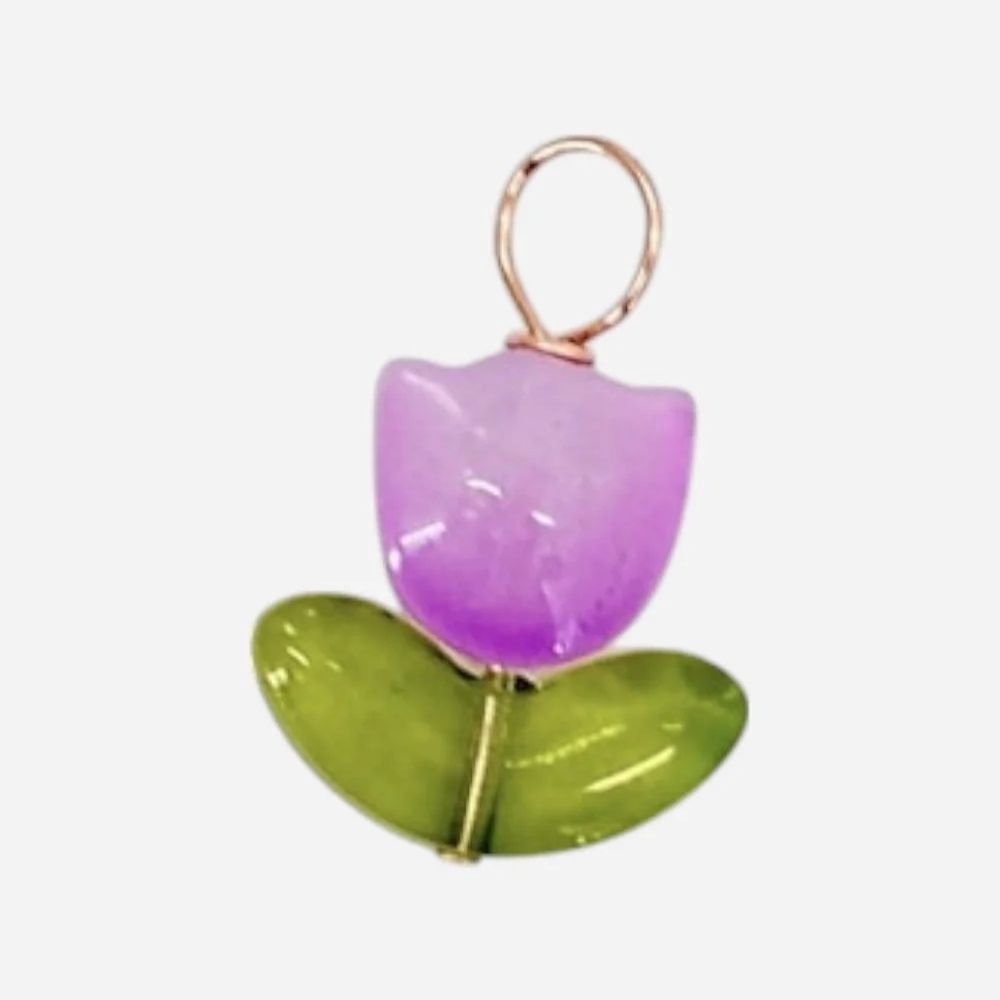 TULIP GEM BEAD CHARMS, Color: LAVENDER, Size: OS