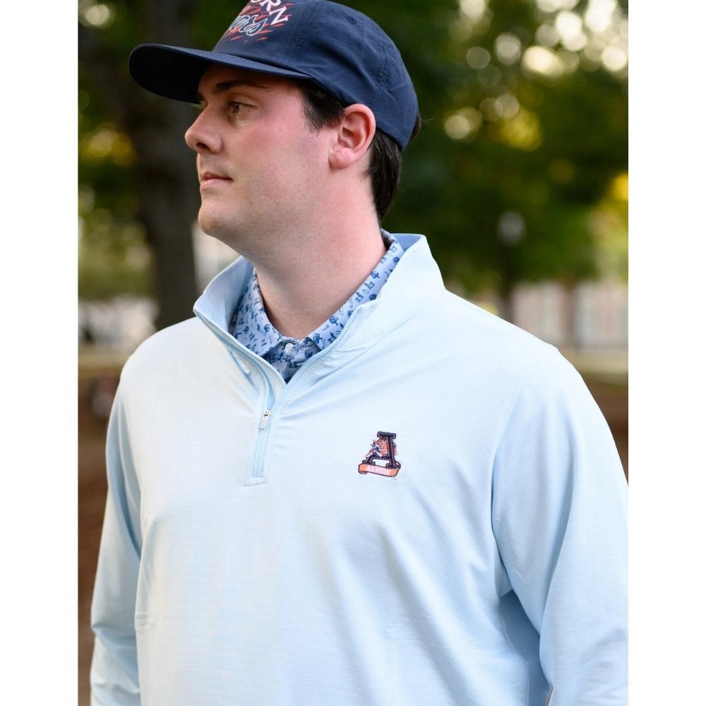 LEAPING TIGER STRIPE PULLOVER, Color: LIGHT BLUE, Size: MEDIUM
