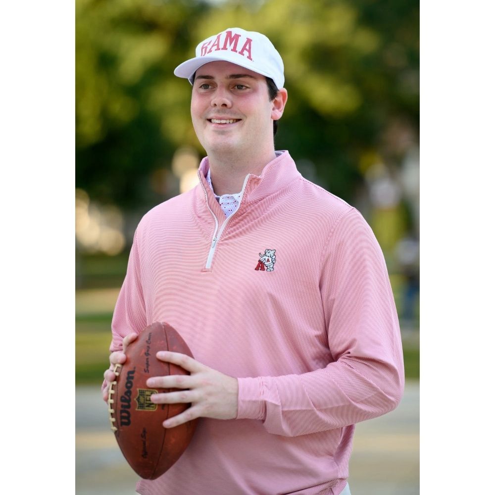 OLD SCHOOL AL STRIPE PULLOVER, Color: CRIMSON, Size: SMALL