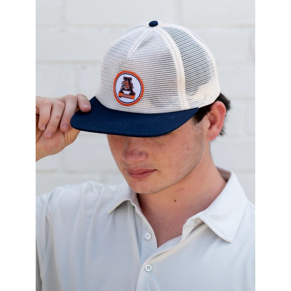 LEAPING TIGER PATCH MESH HAT, Color: WHITE/NAVY
