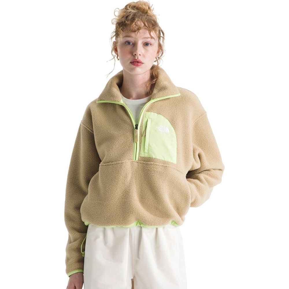 W YUMIORI OFF PEAK 1/2 ZIP JACKET, Color: KHAKI STONE/ ASTRO LIME, Size: X SMALL