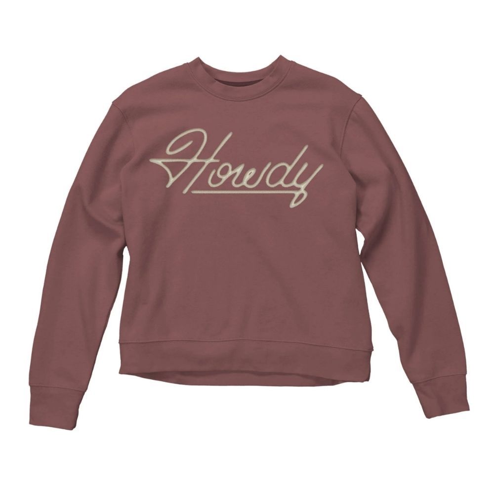 HOWDY DROP SHOULDER SWEATSHIRT, Color: DUSTY MAUVE, Size: SMALL