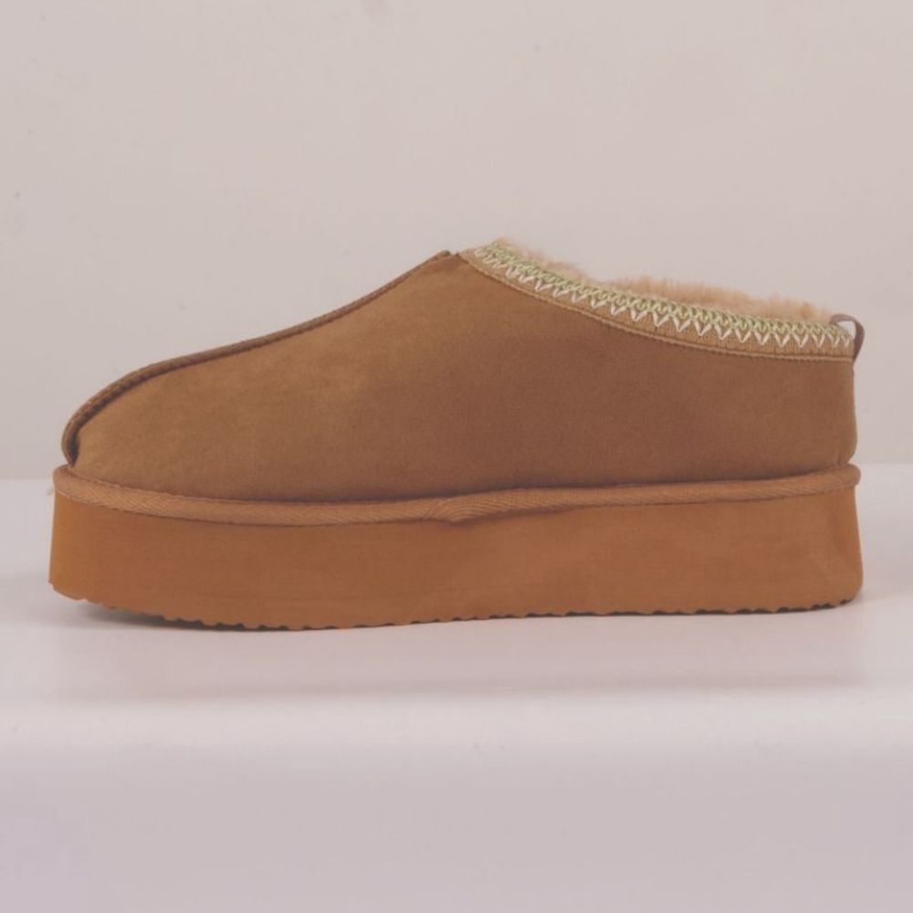 SLIPPER PLATFORM, Color: LIGHT BROWN, Size: 6