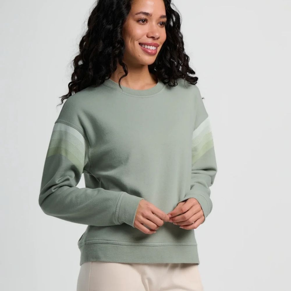 W GRADIENT SLEEVE FLEECE CREW, Color: SAGEBRUSH, Size: SMALL