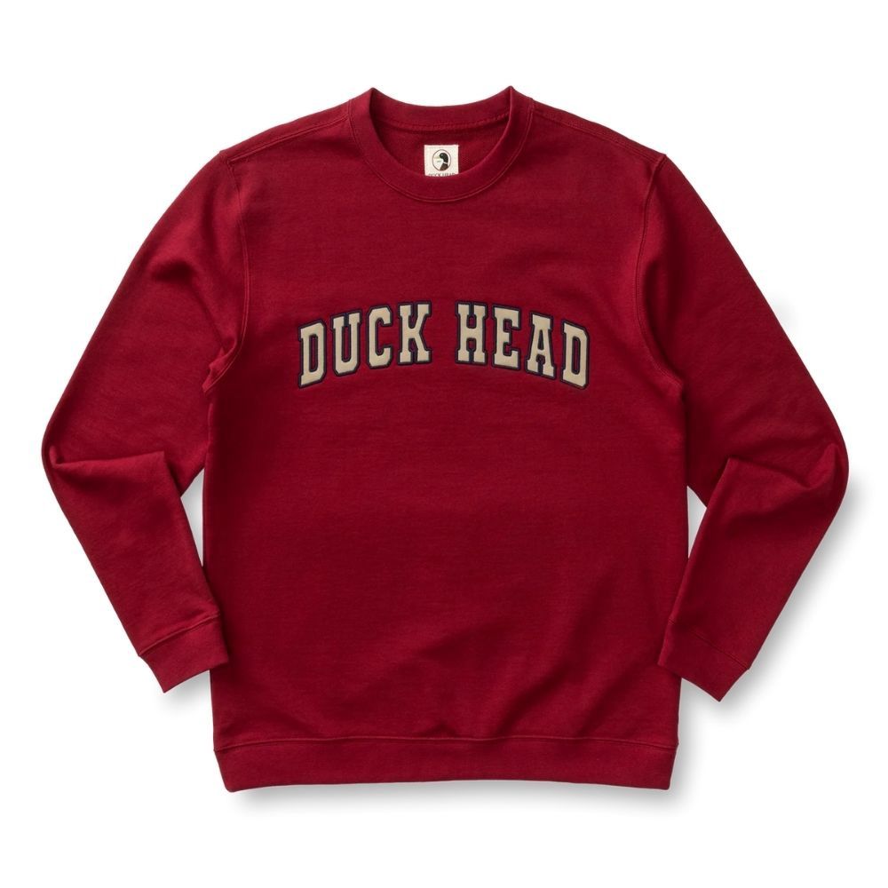 LONGSLEEVE APPLIQUE CREWNECK SWEATSHIRT, Color: DEEP RED, Size: MEDIUM