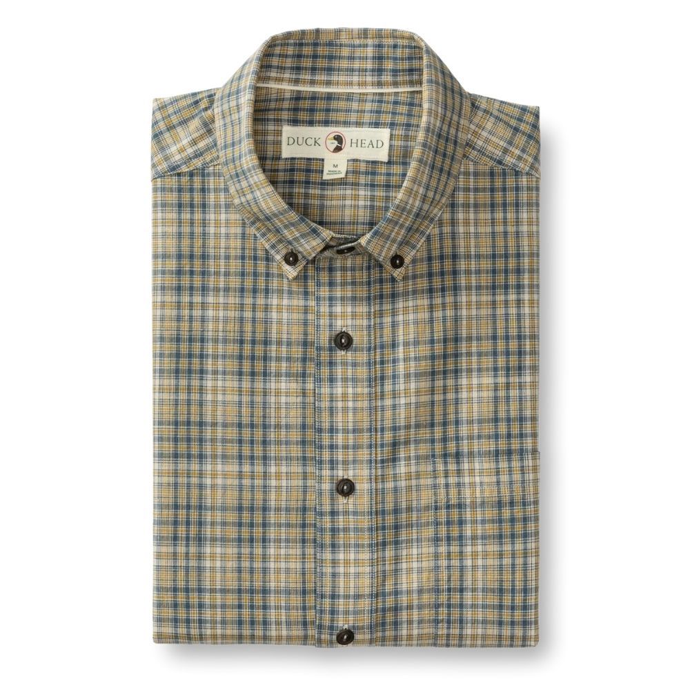LONGSLEEVE COTTON SLUB SPORT SHIRT - CROFT PLAID, Color: ORION BLUE, Size: MEDIUM