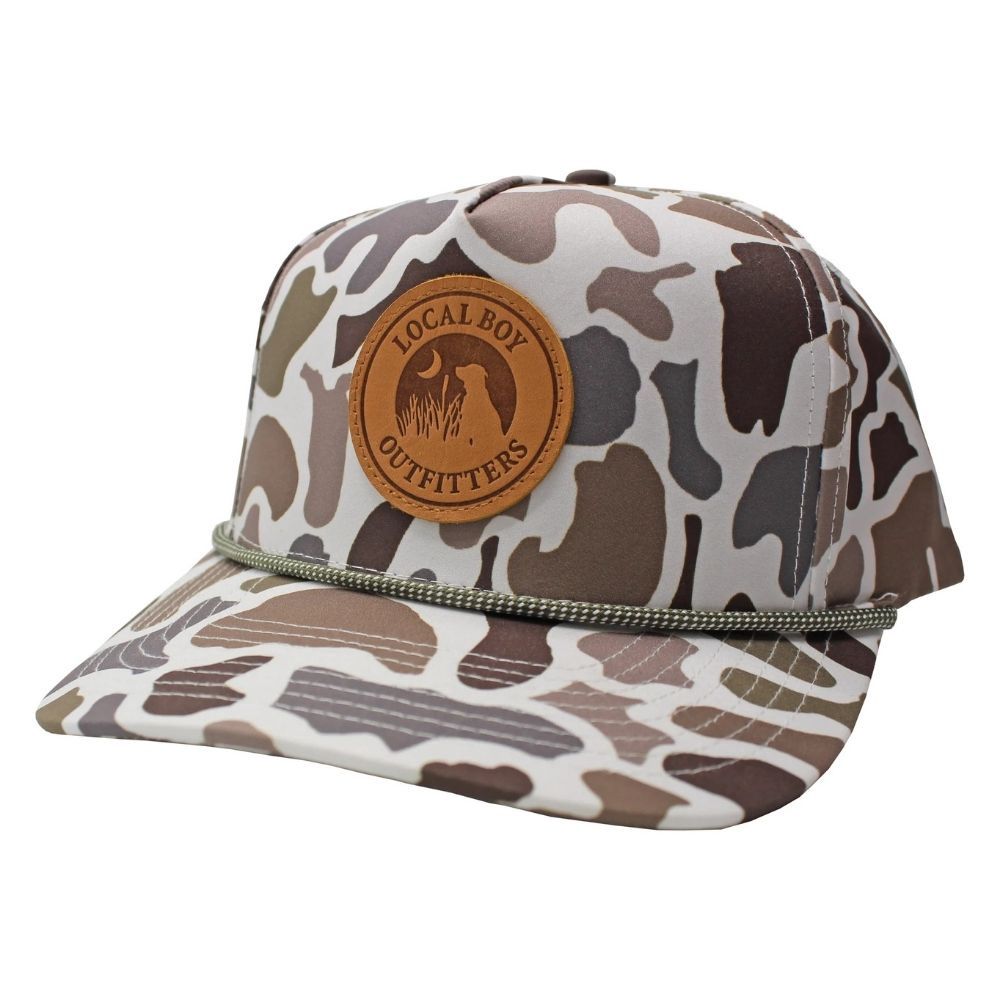 YOUTH LEATHER PATCH HIGH CROWN ROPE HAT, Color: LOCALFLAGE