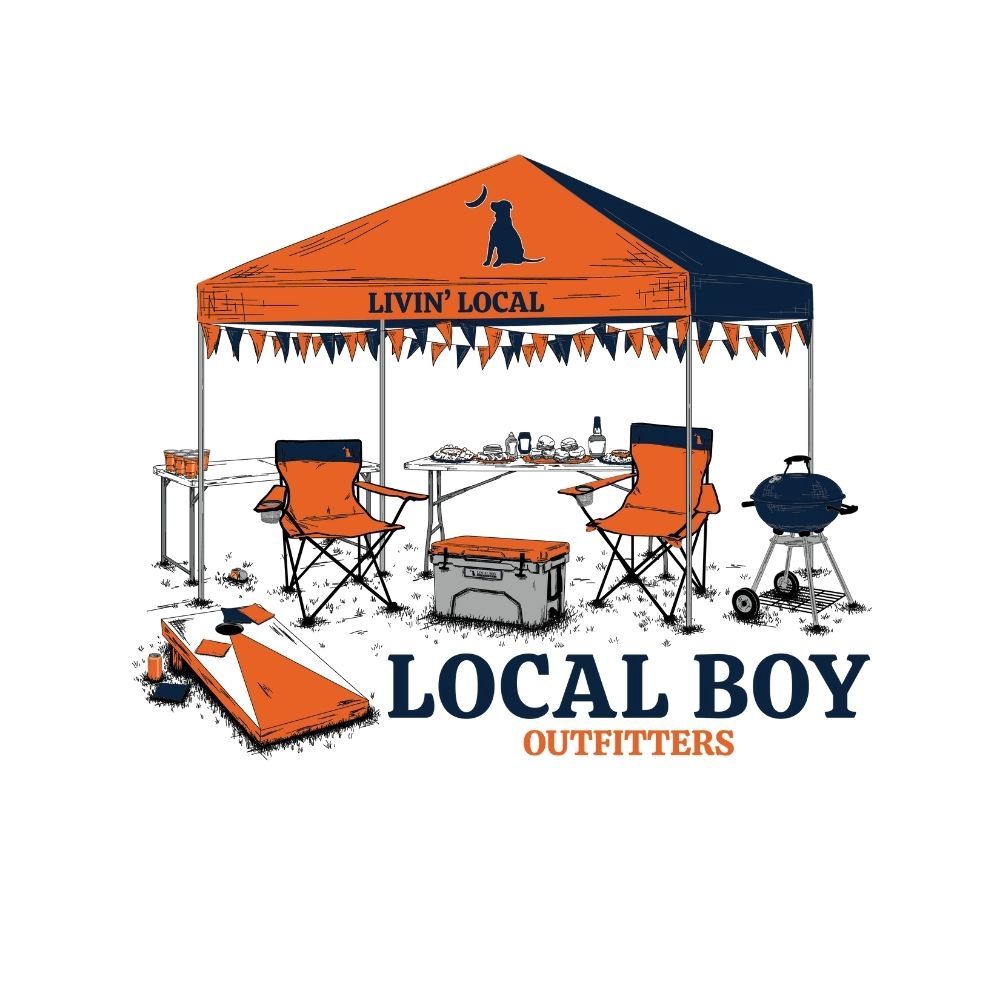 TAILGATE SCENE SHORTSLEEVE TEE, Color: NAVY/ORANGE, Size: SMALL