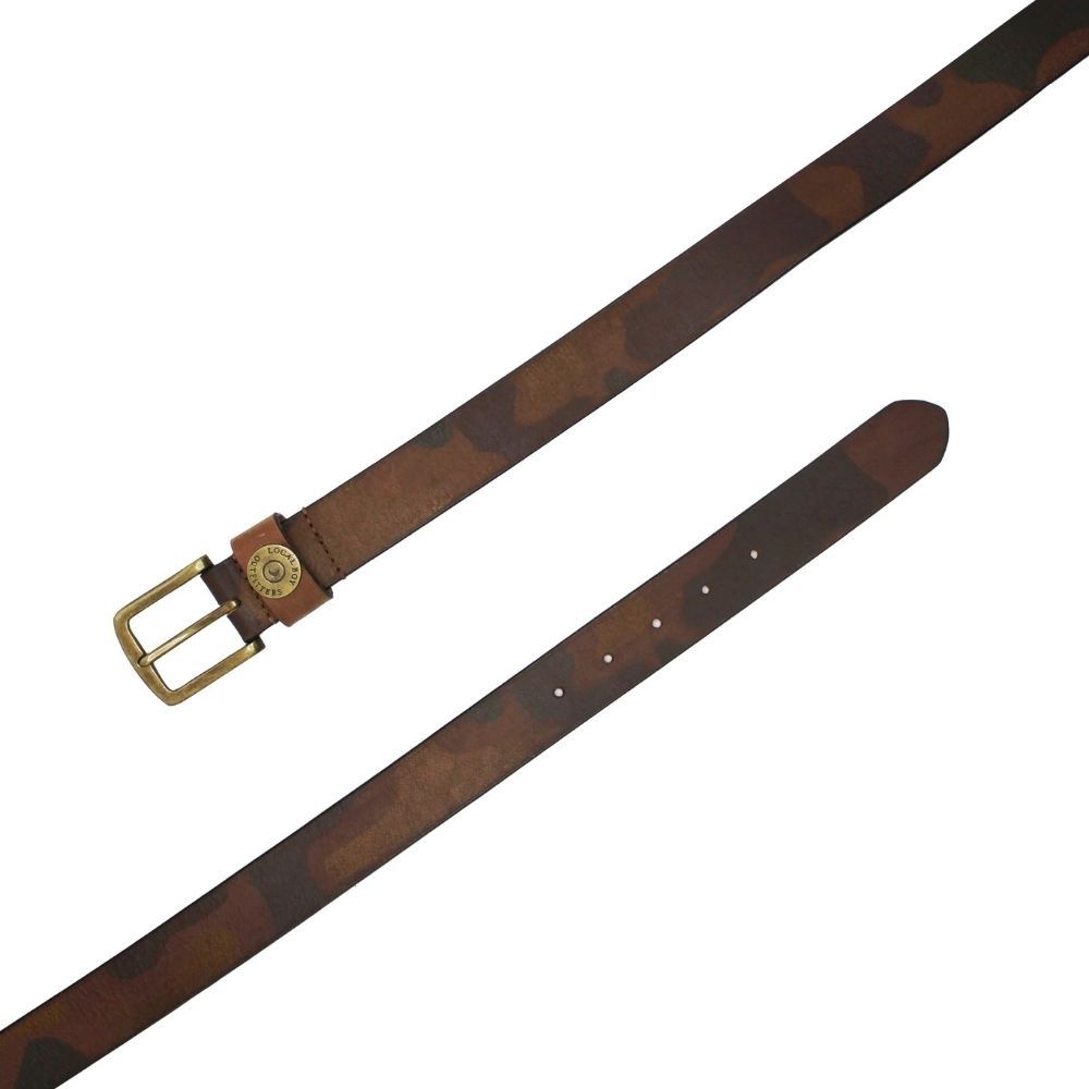 PRINTED LEATHER BELT, Color: OLD SCHOOL CAMO, Size: 30
