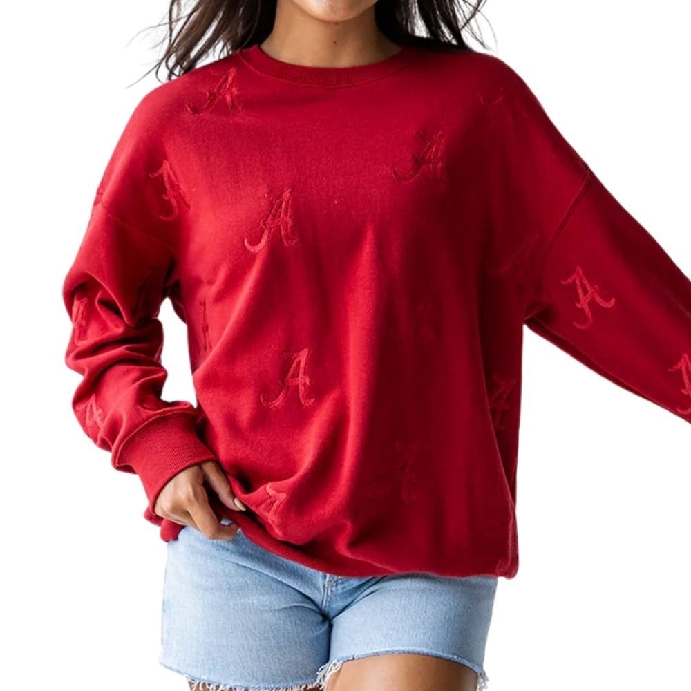 BAMA  RITTER REPEAT LANTERN SLEEVE CREW, Color: CRIMSON, Size: S/M