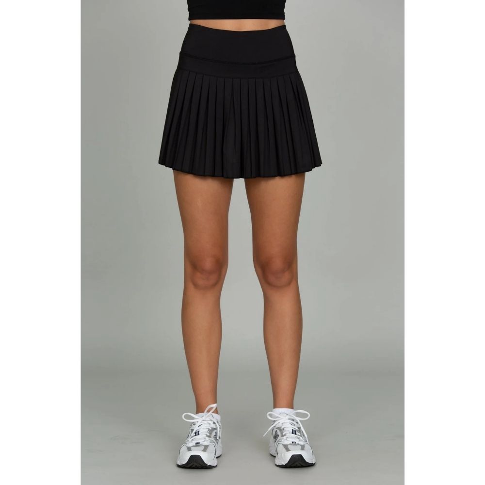 15" PLEATED TENNIS SKIRT, Color: BLACK, Size: XLARGE