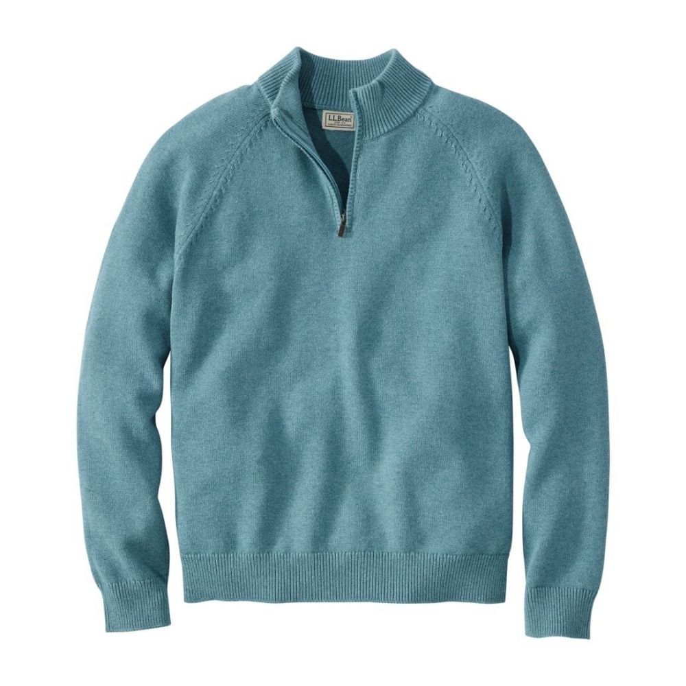 M WICKED SOFT COTTON CASHMERE QUARTER ZIP, Color: MINERAL BLUE, Size: SMALL