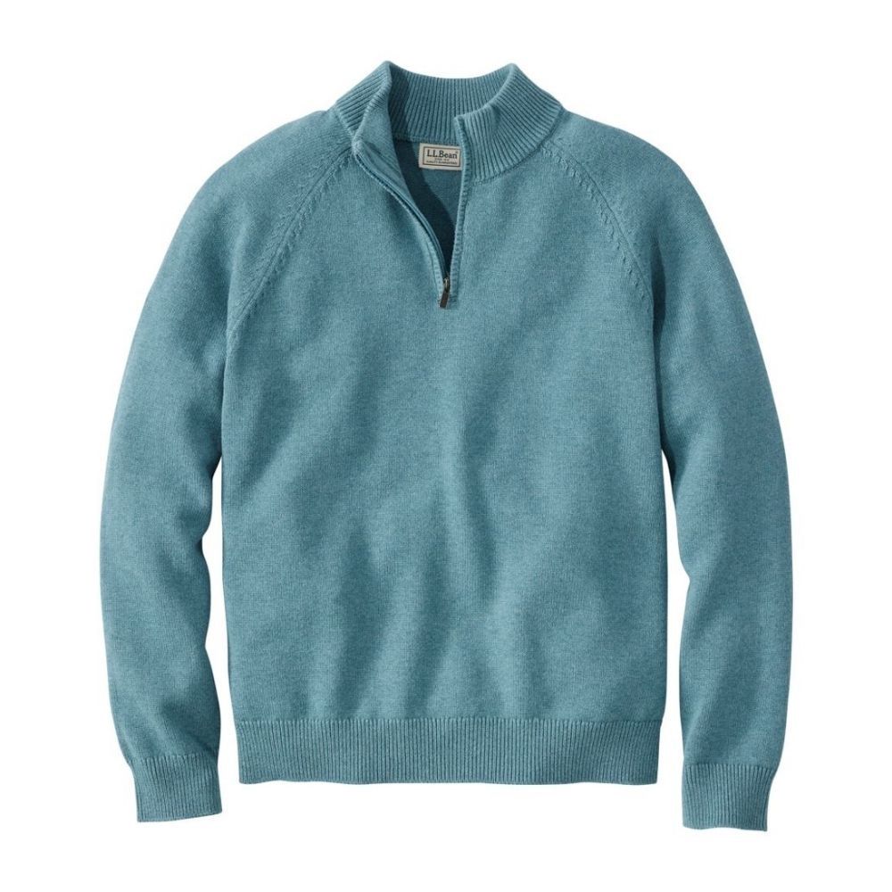 M WICKED SOFT COTTON CASHMERE QUARTER ZIP, Color: MINERAL BLUE, Size: SMALL