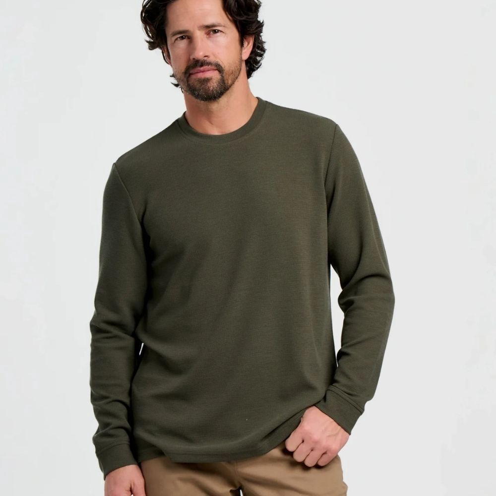 M WAFFLE CREW, Color: DARK FOREST, Size: MEDIUM