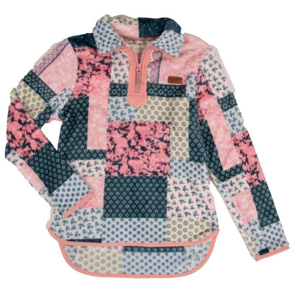 YOUTH PULL ON QUARTER ZIP, Color: QUILT PATTERN, Size: SMALL