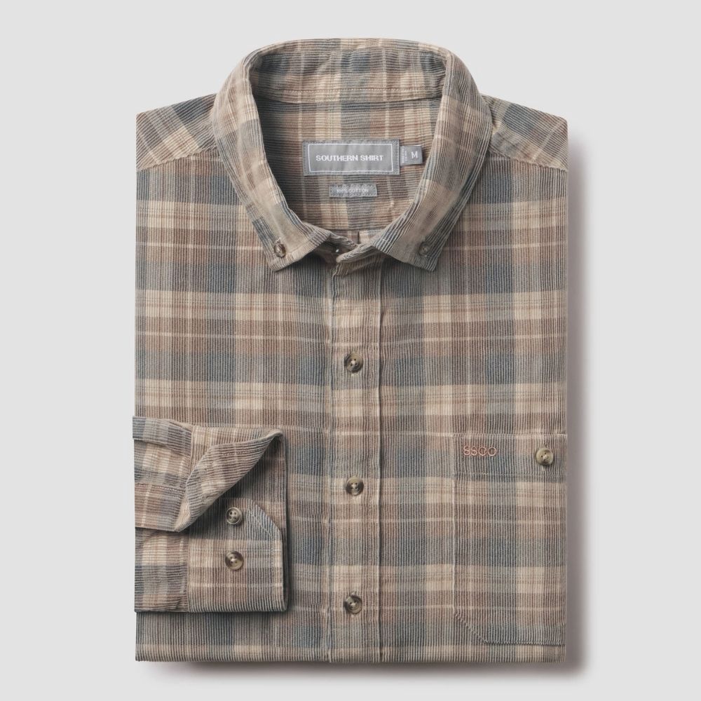 BRAXTON LIGHTWEIGHT CORD FLANNEL, Color: BOULDER, Size: MEDIUM, Style: 1W094