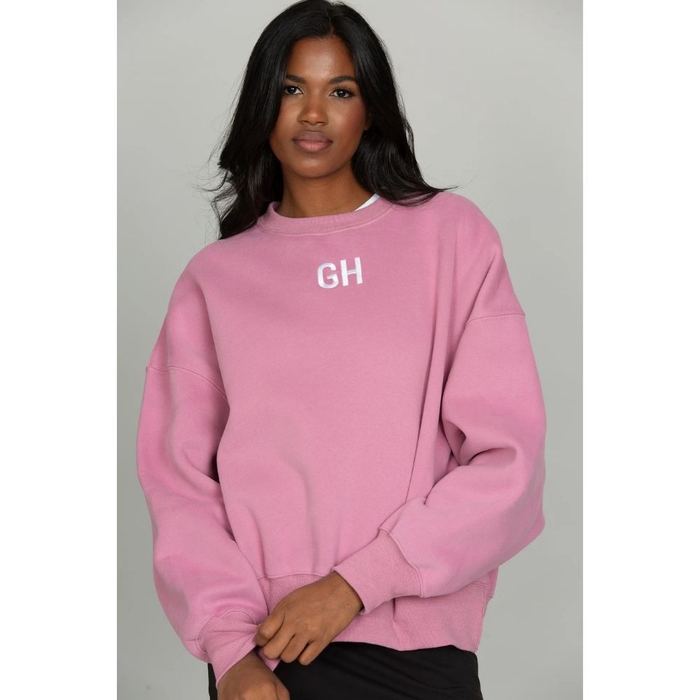 GH EMBROIDERED SWEATSHIRT, Color: PALE BERRY, Size: LARGE, Style: GH112