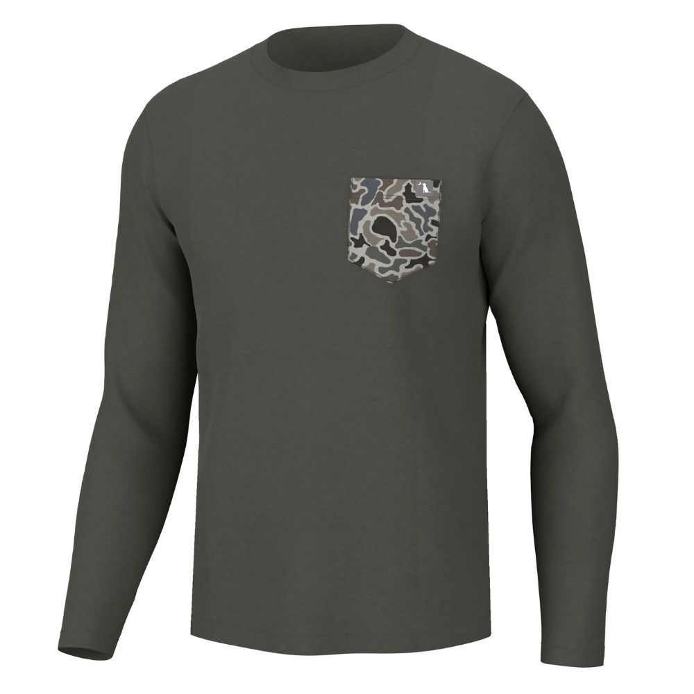 LONGSLEEVE HEATHER BLEND CREW SHIRT, Color: MUD, Size: MEDIUM, Style: L1400083