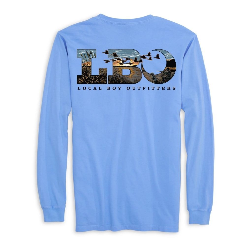LBO MARSH SCENE LONGSLEEVE TEE, Color: WASHED DENIM, Size: SMALL, Style: L1100146
