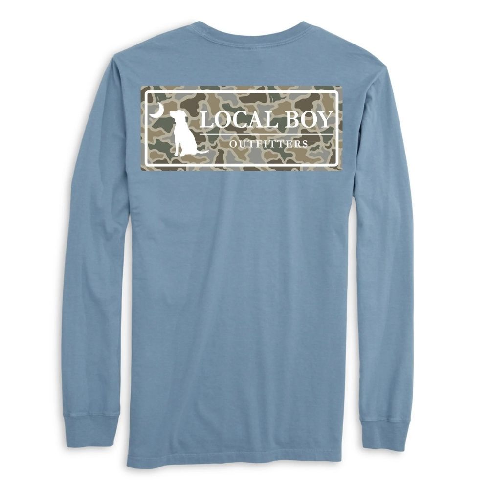 SAND DOG &amp; MOON PLATE LONGSLEEVE TEE, Color: SLATE, Size: SMALL, Style: L1100143
