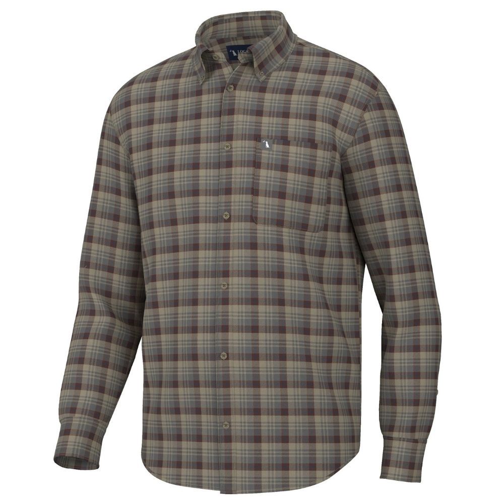 Y GARDNER STRETCH FLANNEL SHIRT, Color: TAN/GARNET/NAVY, Size: SMALL, Style: L0300006