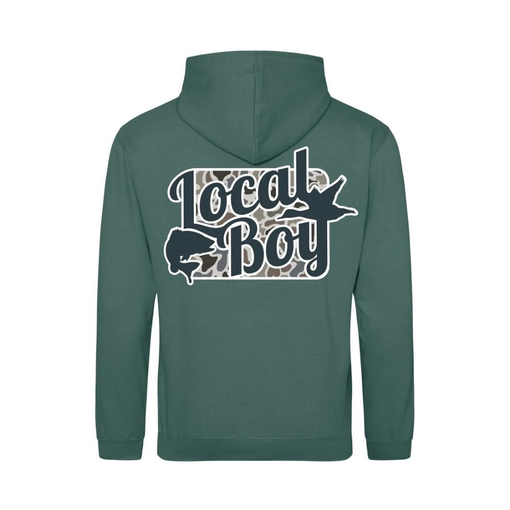 Y BRUSHWOOD HOODIE OPEN SEASON LOCALFLAGE, Color: MOSS GREEN, Size: Y SMALL, Style: L0200027